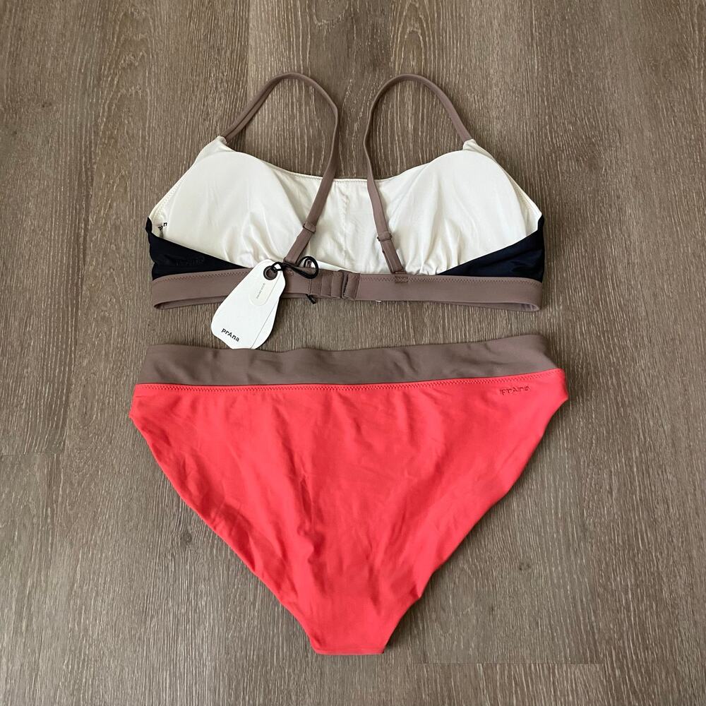 Prana Baja Bound Adjustable Top & Summer Wave Swim Bottom Sz M Colorblock Bikini - Picture 3 of 5